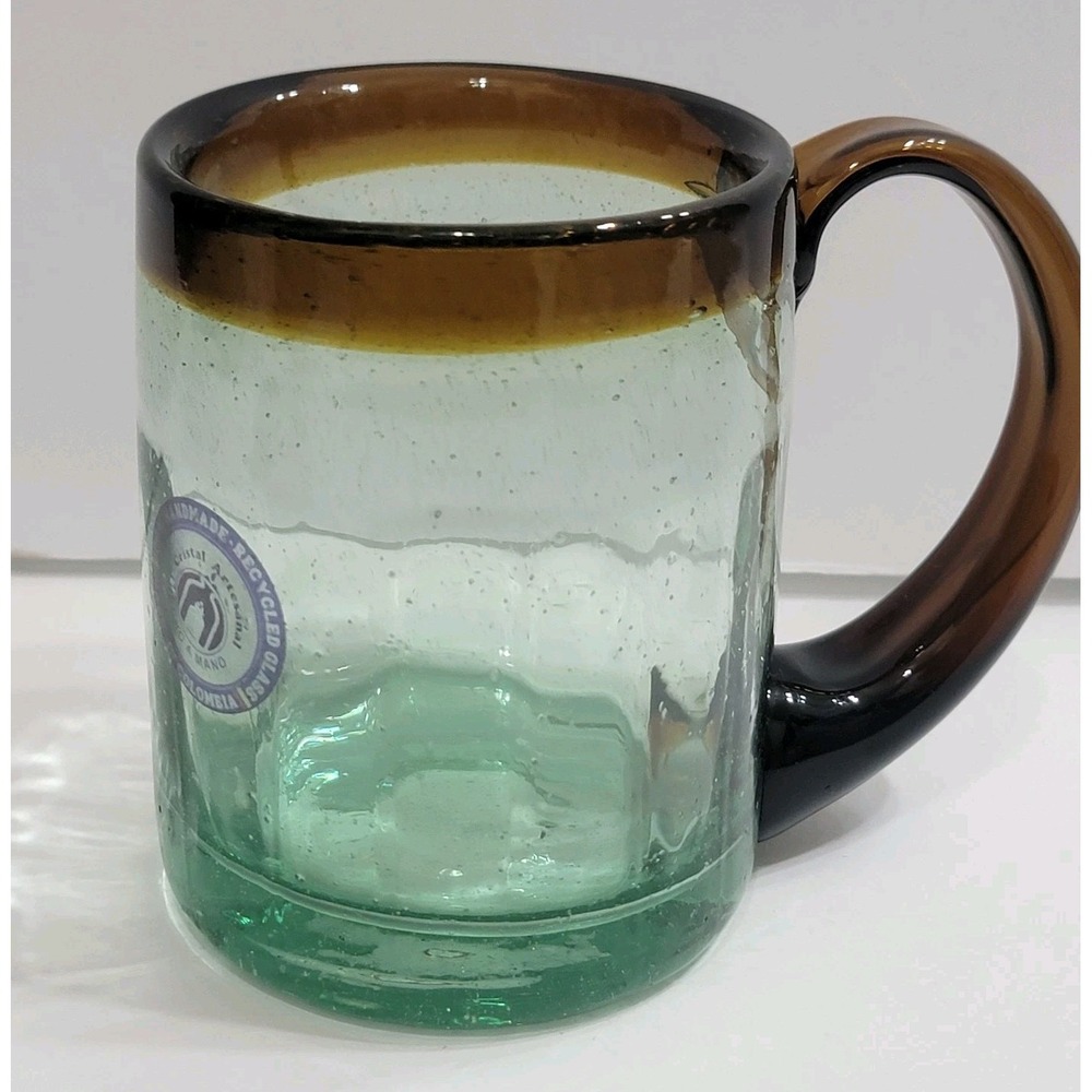 Cristal Artesanal 100% Handmade In Columbia Recycled Glass Coffee Mug 2 Tone NEW